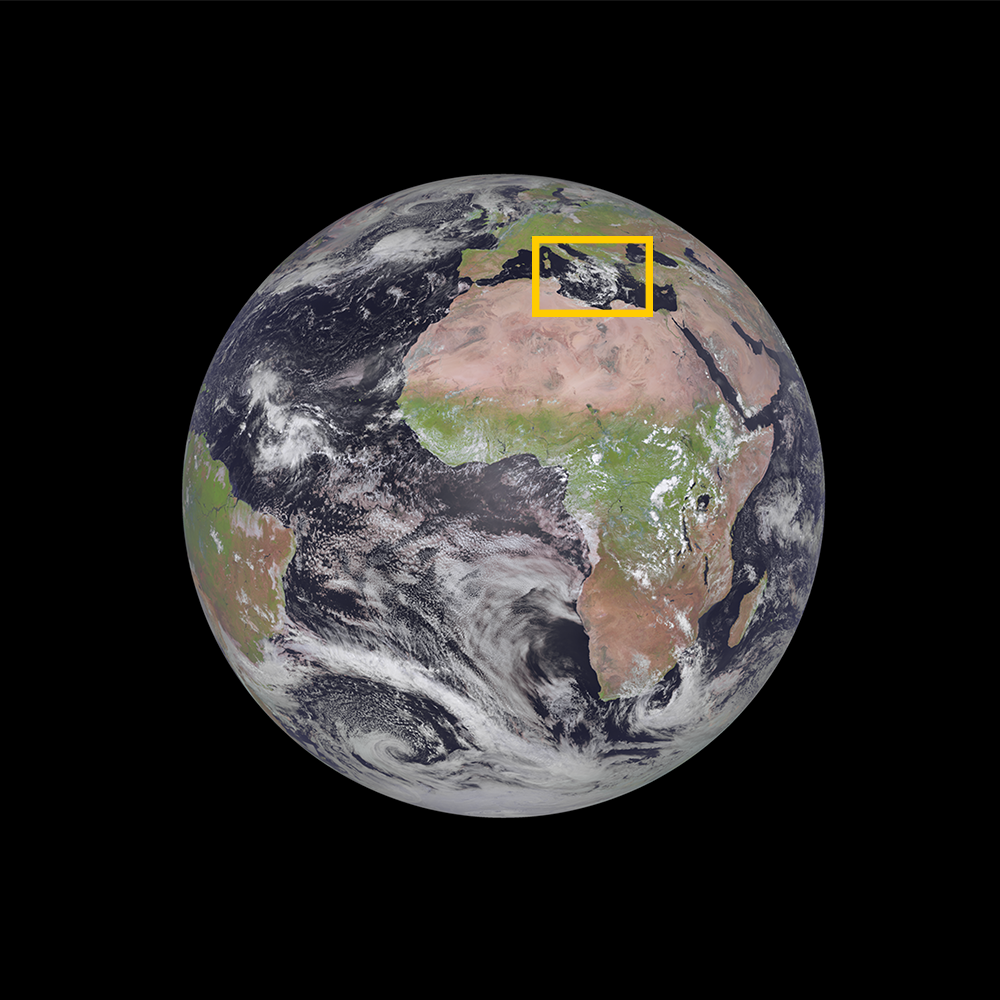 Image of earth with event location marked