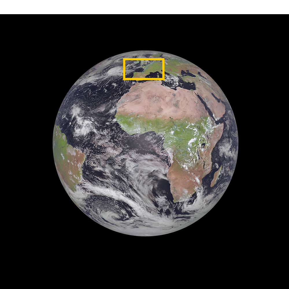 Image of earth with event location marked