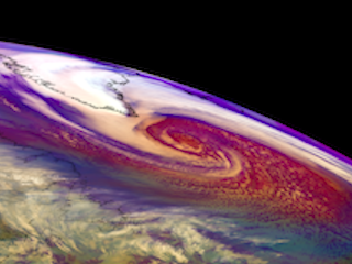 Low Pressure System Swirls South of Greenland