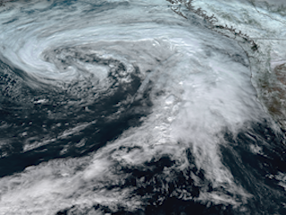 Large Low Pressure Off the West Coast