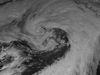 Swirling Center of Low Pressure System