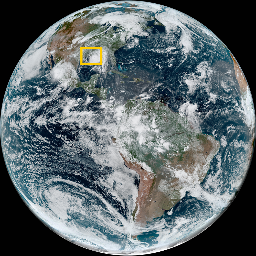 Image of earth with event location marked