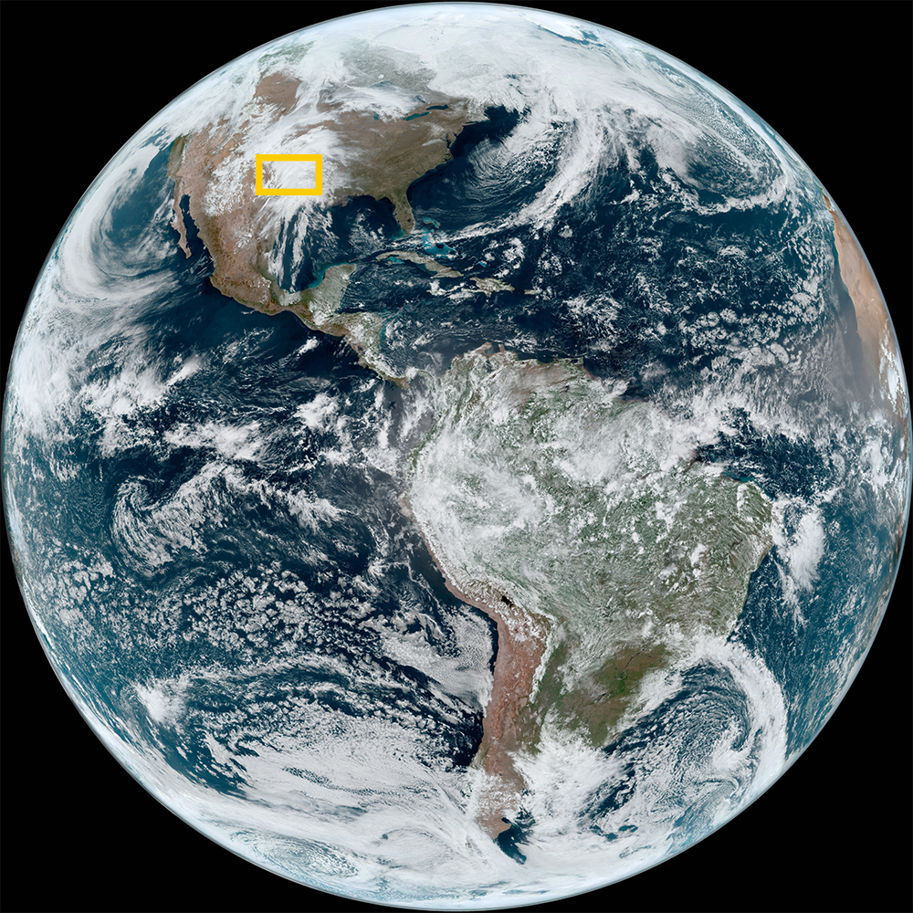 Image of earth with event location marked
