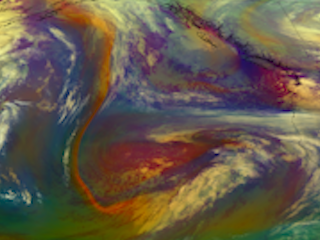 Dry Air Snakes Around Upper-Level Trough in East Pacific