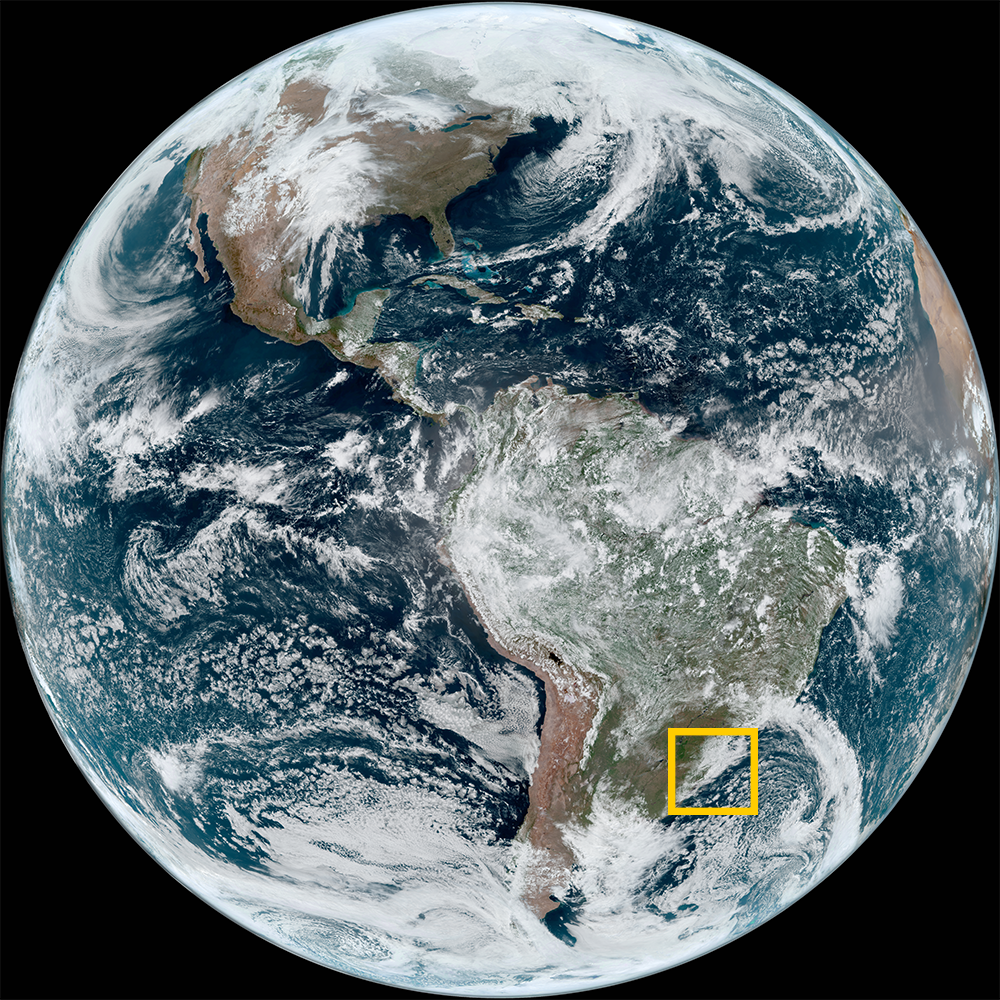 Image of earth with event location marked