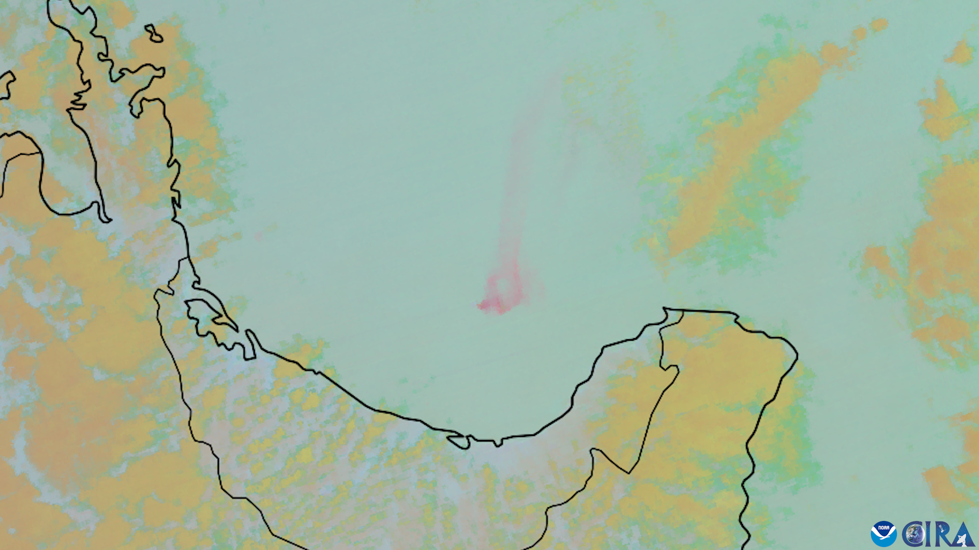 Ash Plume Emitting From White Island Volcano RAMMBCIRA Satellite Library